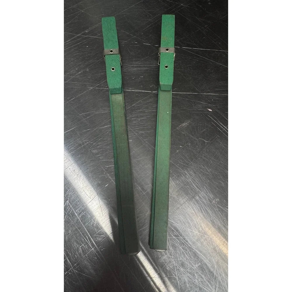 Vintage Green Wood Trouser Skirt Hanger Clips Set of 2 Metal Spring Clamps 9.75